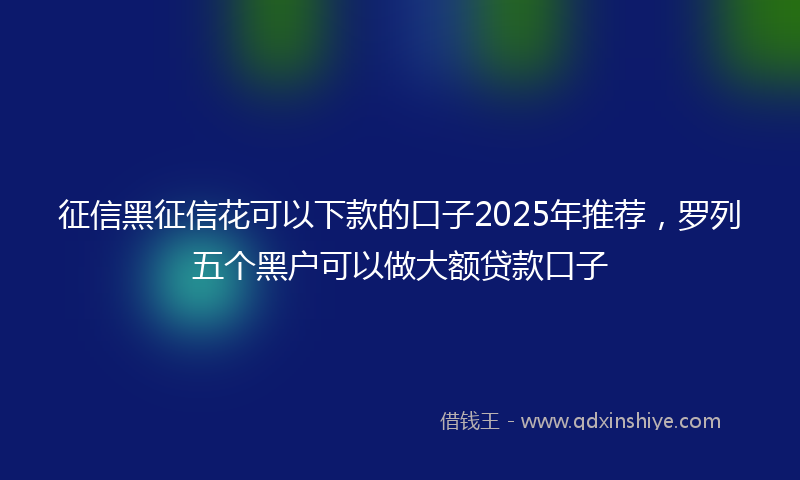 征信黑征信花可以下款的口子2025年推荐，罗列五个黑户可以做大额贷款口子