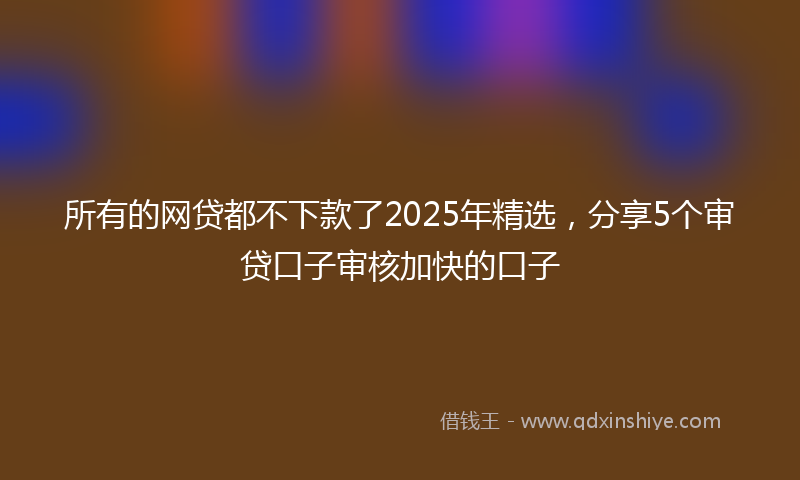 所有的网贷都不下款了2025年精选，分享5个审贷口子审核加快的口子