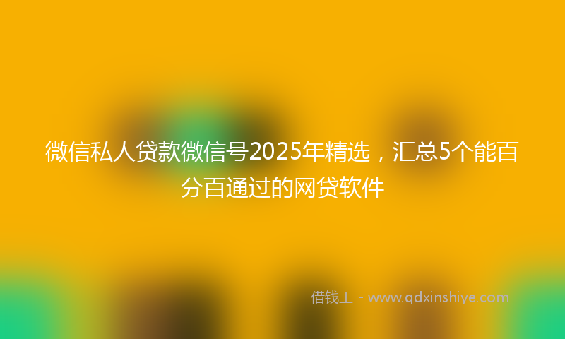 微信私人贷款微信号2025年精选，汇总5个能百分百通过的网贷软件