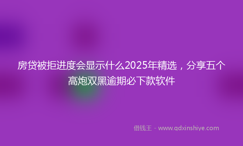 房贷被拒进度会显示什么2025年精选，分享五个高炮双黑逾期必下款软件