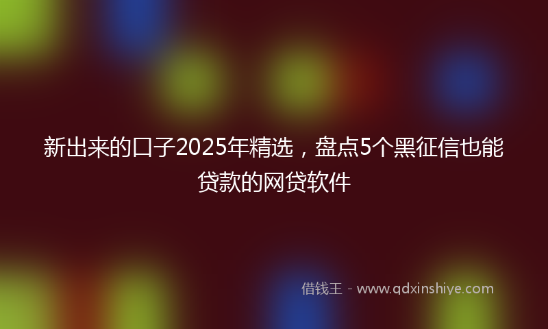 新出来的口子2025年精选，盘点5个黑征信也能贷款的网贷软件