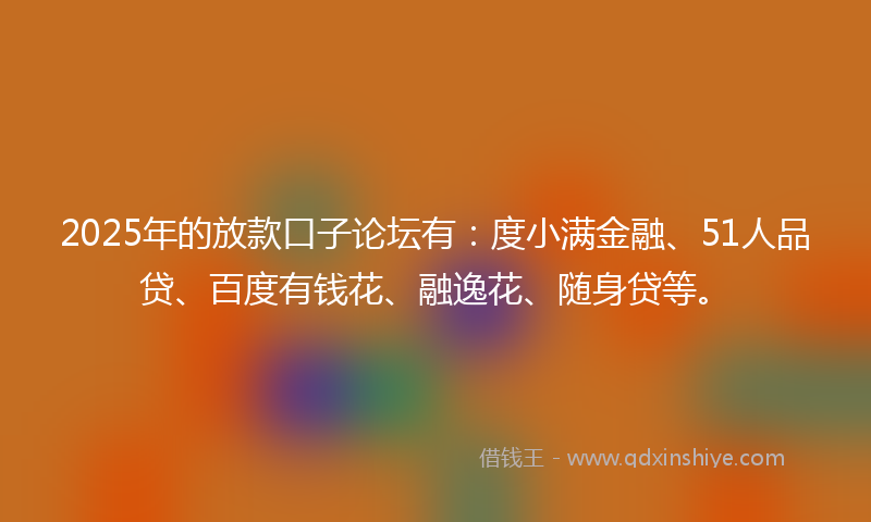 2025年的放款口子论坛有：度小满金融、51人品贷、百度有钱花、融逸花、随身贷等。