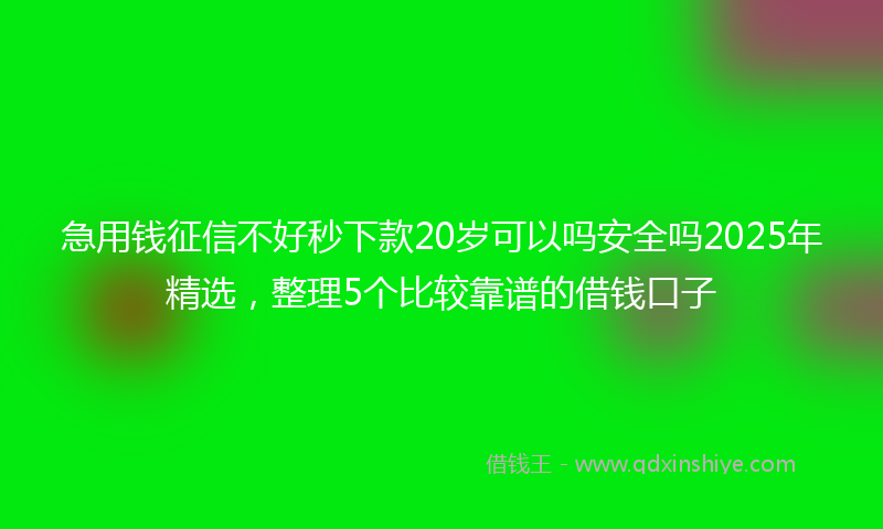 急用钱征信不好秒下款20岁可以吗安全吗2025年精选，整理5个比较靠谱的借钱口子