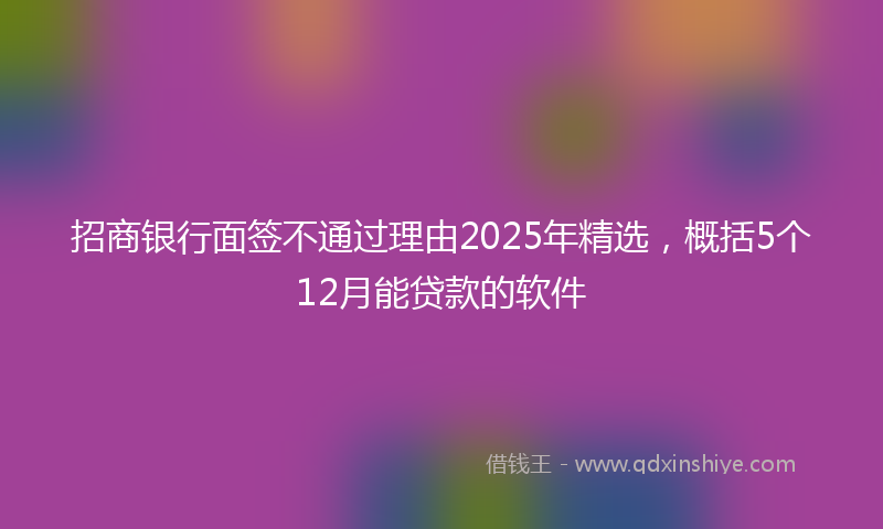 招商银行面签不通过理由2025年精选，概括5个12月能贷款的软件