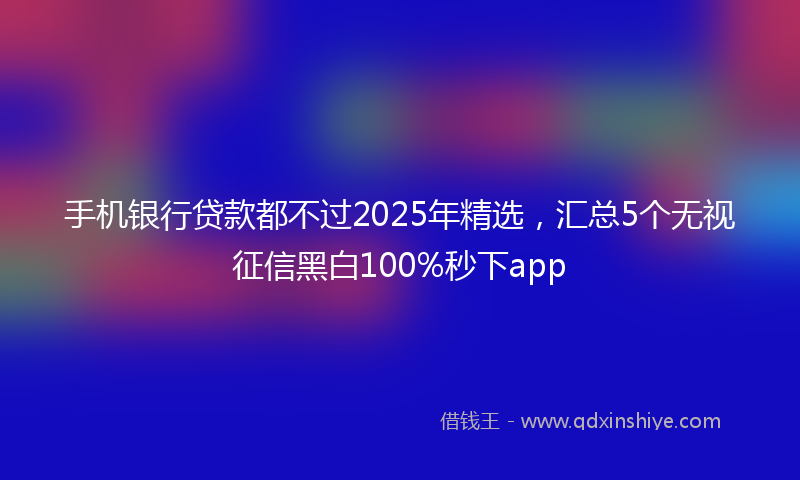 手机银行贷款都不过2025年精选，汇总5个无视征信黑白100%秒下app