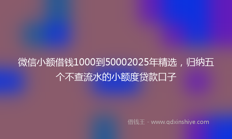 微信小额借钱1000到50002025年精选，归纳五个不查流水的小额度贷款口子