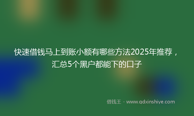 快速借钱马上到账小额有哪些方法2025年推荐，汇总5个黑户都能下的口子