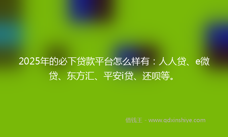 2025年的必下贷款平台怎么样有：人人贷、e微贷、东方汇、平安i贷、还呗等。