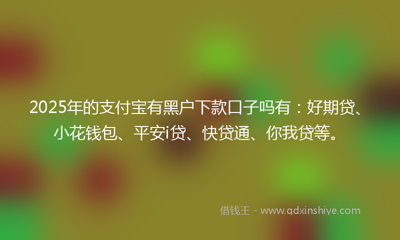 2025年的支付宝有黑户下款口子吗有：好期贷、小花钱包、平安i贷、快贷通、你我贷等。
