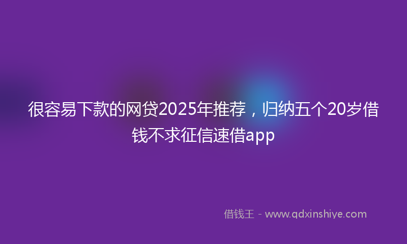 很容易下款的网贷2025年推荐，归纳五个20岁借钱不求征信速借app
