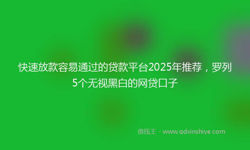 快速放款容易通过的贷款平台2025年推荐，罗列5个无视黑白的网贷口子