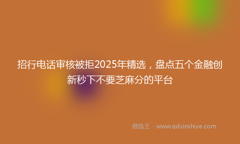 招行电话审核被拒2025年精选，盘点五个金融创新秒下不要芝麻分的平台
