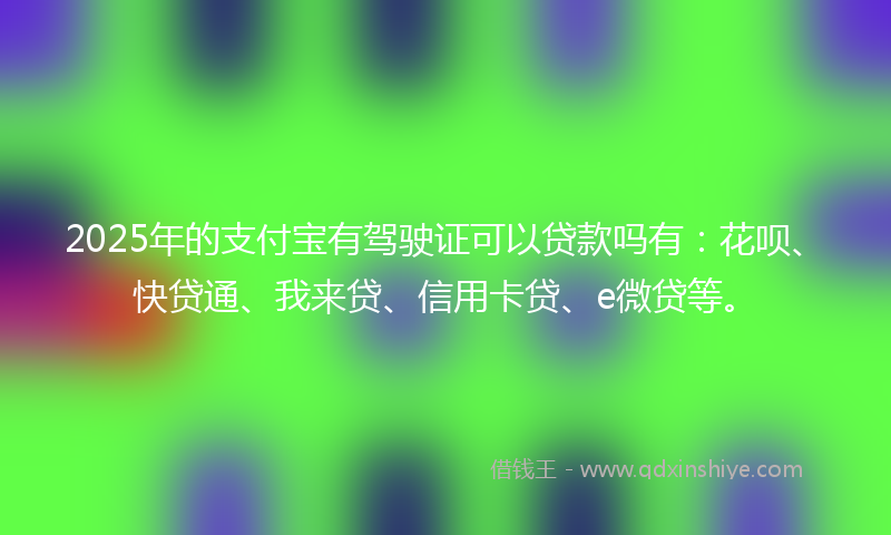 2025年的支付宝有驾驶证可以贷款吗有：花呗、快贷通、我来贷、信用卡贷、e微贷等。