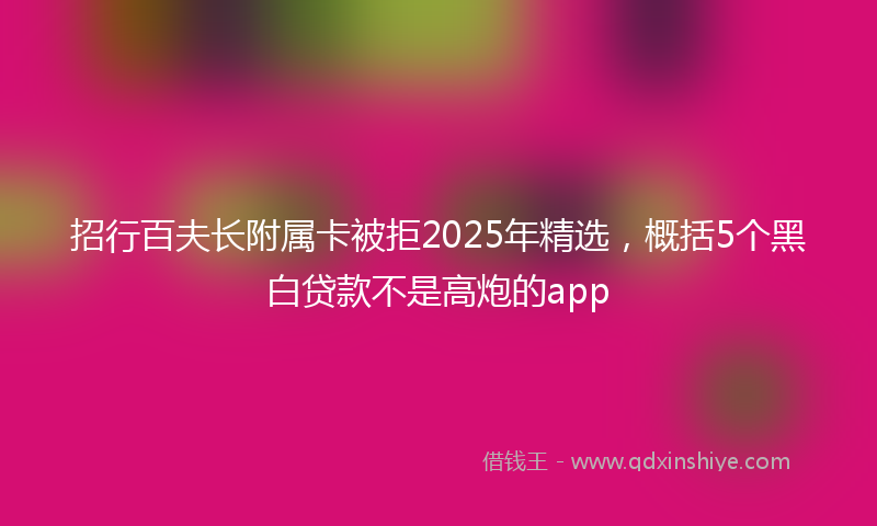 招行百夫长附属卡被拒2025年精选，概括5个黑白贷款不是高炮的app