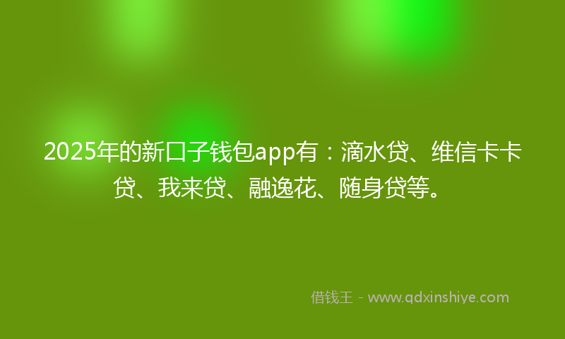 2025年的新口子钱包app有：滴水贷、维信卡卡贷、我来贷、融逸花、随身贷等。