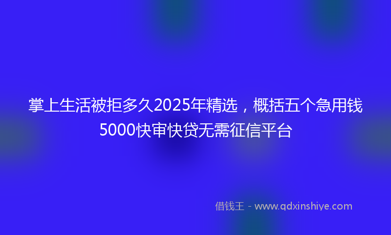 掌上生活被拒多久2025年精选，概括五个急用钱5000快审快贷无需征信平台