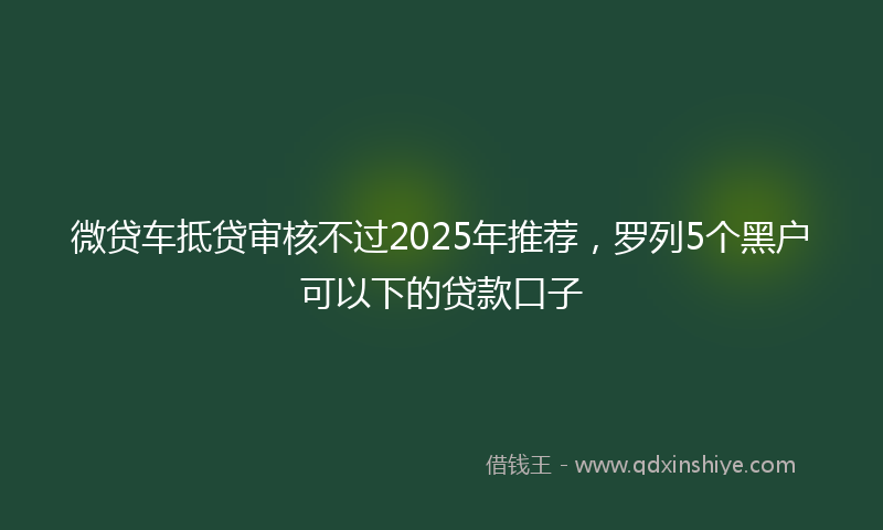 微贷车抵贷审核不过2025年推荐，罗列5个黑户可以下的贷款口子