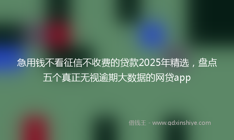 急用钱不看征信不收费的贷款2025年精选，盘点五个真正无视逾期大数据的网贷app