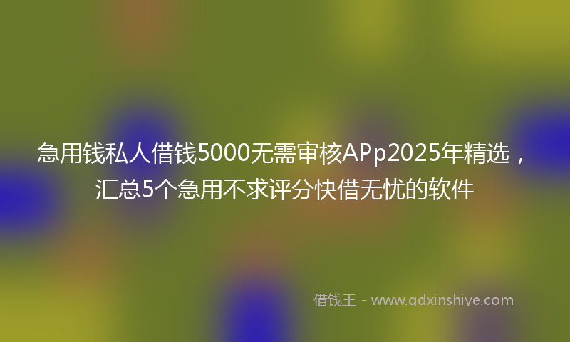 急用钱私人借钱5000无需审核APp2025年精选，汇总5个急用不求评分快借无忧的软件