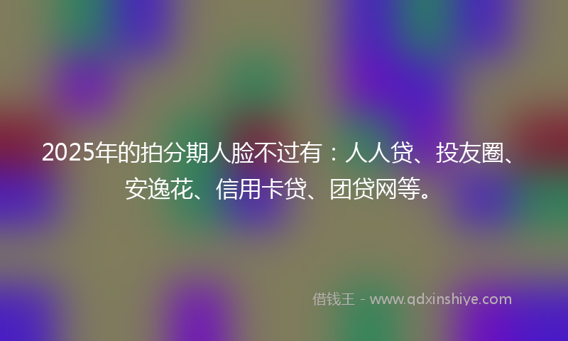 2025年的拍分期人脸不过有：人人贷、投友圈、安逸花、信用卡贷、团贷网等。