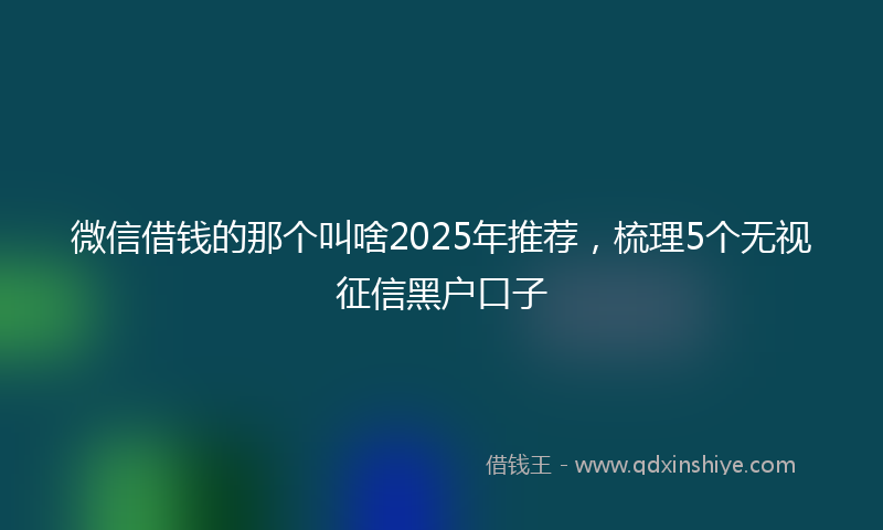 微信借钱的那个叫啥2025年推荐，梳理5个无视征信黑户口子
