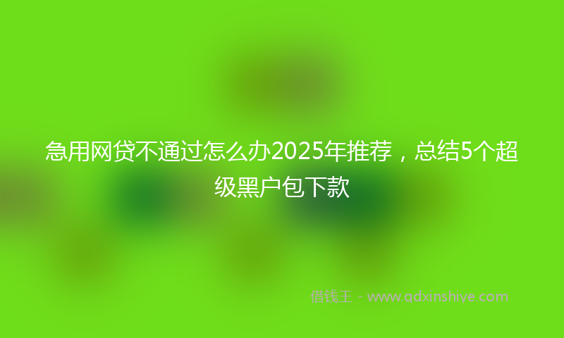 急用网贷不通过怎么办2025年推荐，总结5个超级黑户包下款