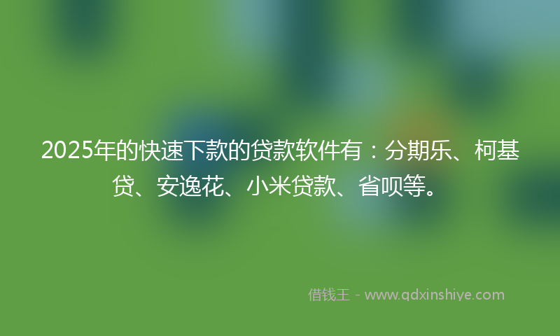 2025年的快速下款的贷款软件有：分期乐、柯基贷、安逸花、小米贷款、省呗等。