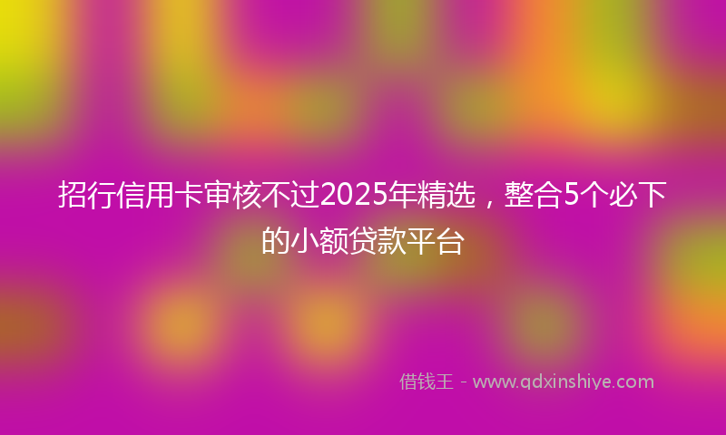 招行信用卡审核不过2025年精选，整合5个必下的小额贷款平台
