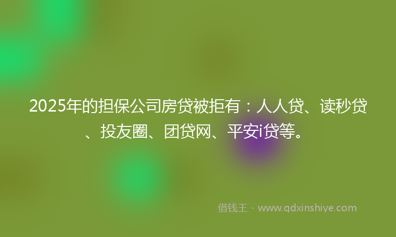 2025年的担保公司房贷被拒有：人人贷、读秒贷、投友圈、团贷网、平安i贷等。