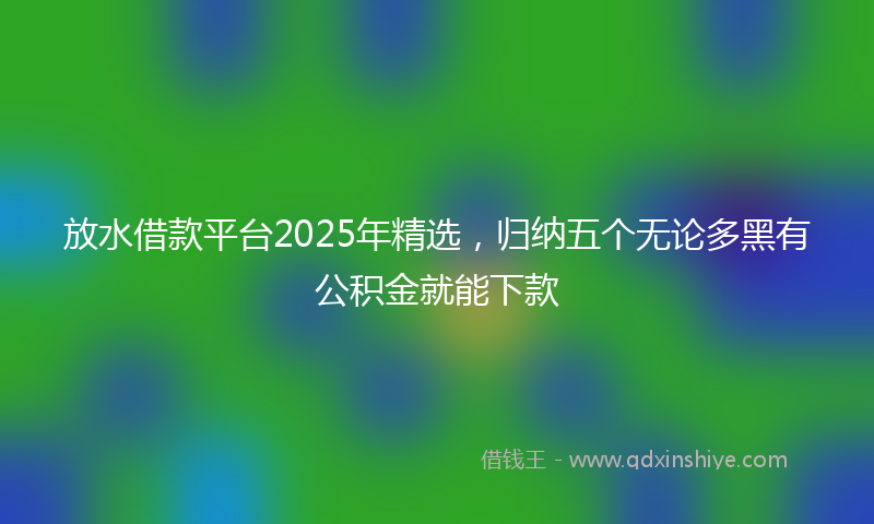 放水借款平台2025年精选，归纳五个无论多黑有公积金就能下款
