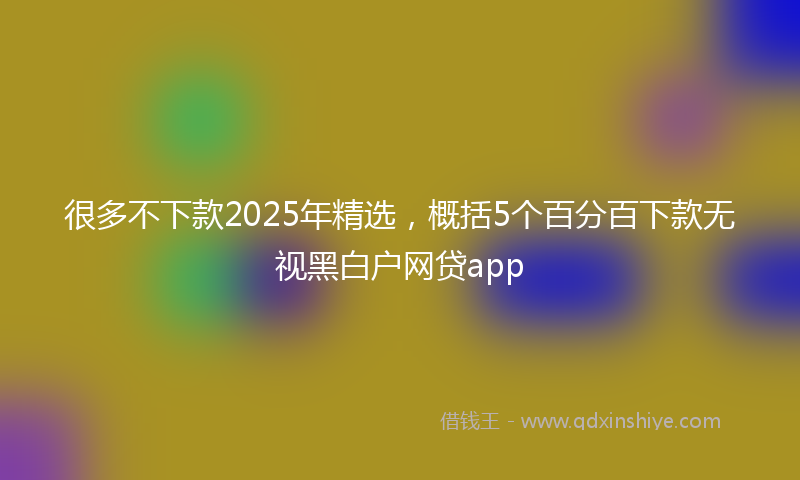 很多不下款2025年精选，概括5个百分百下款无视黑白户网贷app