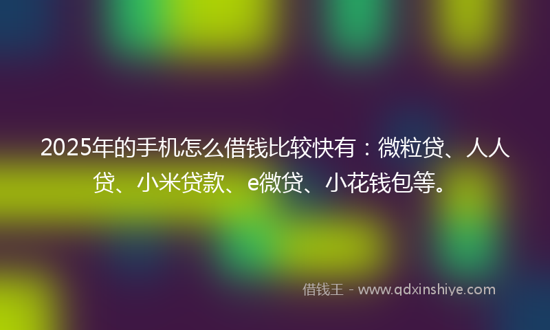 2025年的手机怎么借钱比较快有：微粒贷、人人贷、小米贷款、e微贷、小花钱包等。