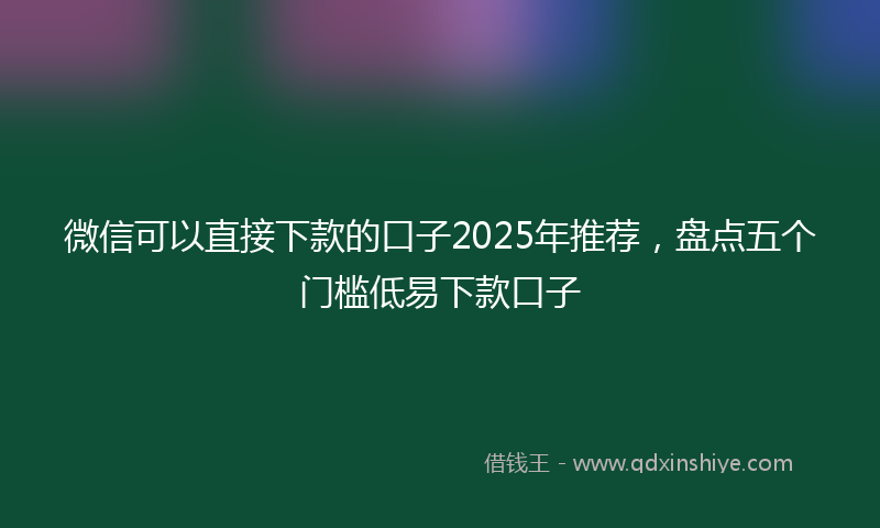 微信可以直接下款的口子2025年推荐，盘点五个门槛低易下款口子