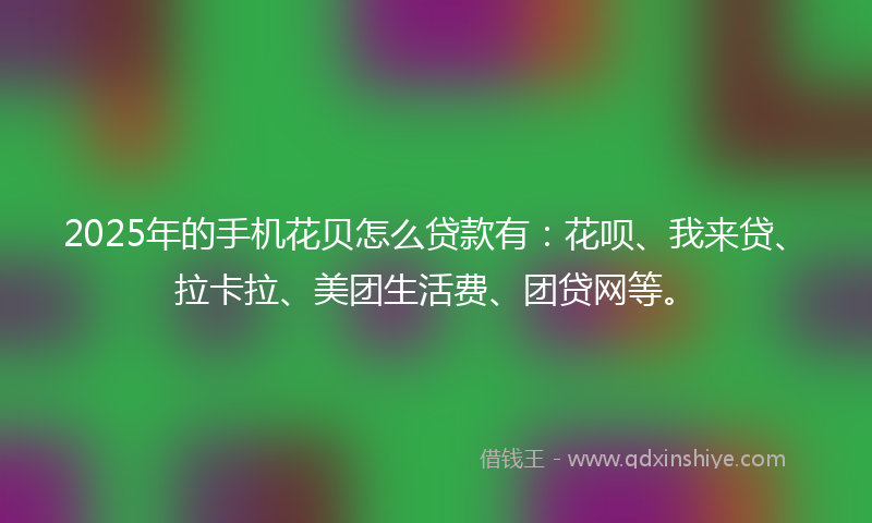 2025年的手机花贝怎么贷款有：花呗、我来贷、拉卡拉、美团生活费、团贷网等。
