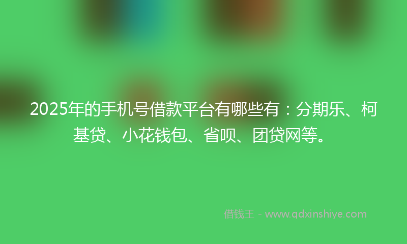 2025年的手机号借款平台有哪些有：分期乐、柯基贷、小花钱包、省呗、团贷网等。