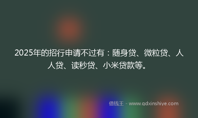 2025年的招行申请不过有：随身贷、微粒贷、人人贷、读秒贷、小米贷款等。