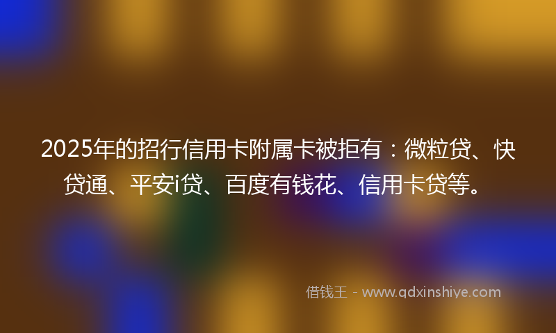 2025年的招行信用卡附属卡被拒有：微粒贷、快贷通、平安i贷、百度有钱花、信用卡贷等。