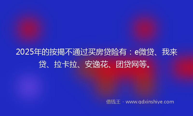 2025年的按揭不通过买房贷险有：e微贷、我来贷、拉卡拉、安逸花、团贷网等。