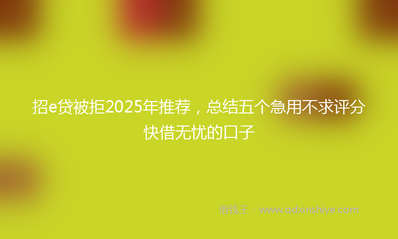 招e贷被拒2025年推荐，总结五个急用不求评分快借无忧的口子