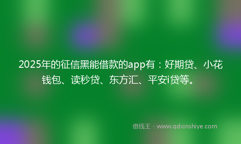 2025年的征信黑能借款的app有：好期贷、小花钱包、读秒贷、东方汇、平安i贷等。
