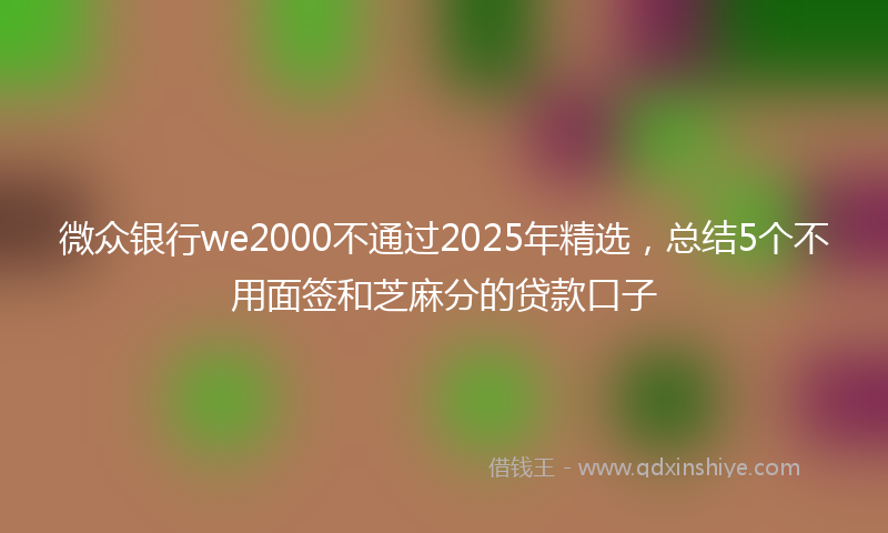 微众银行we2000不通过2025年精选，总结5个不用面签和芝麻分的贷款口子