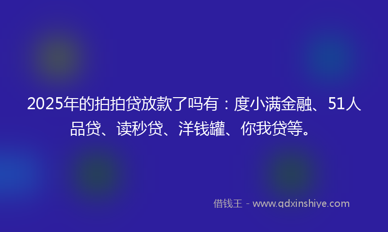 2025年的拍拍贷放款了吗有：度小满金融、51人品贷、读秒贷、洋钱罐、你我贷等。