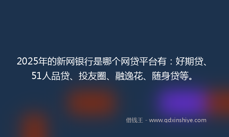 2025年的新网银行是哪个网贷平台有：好期贷、51人品贷、投友圈、融逸花、随身贷等。