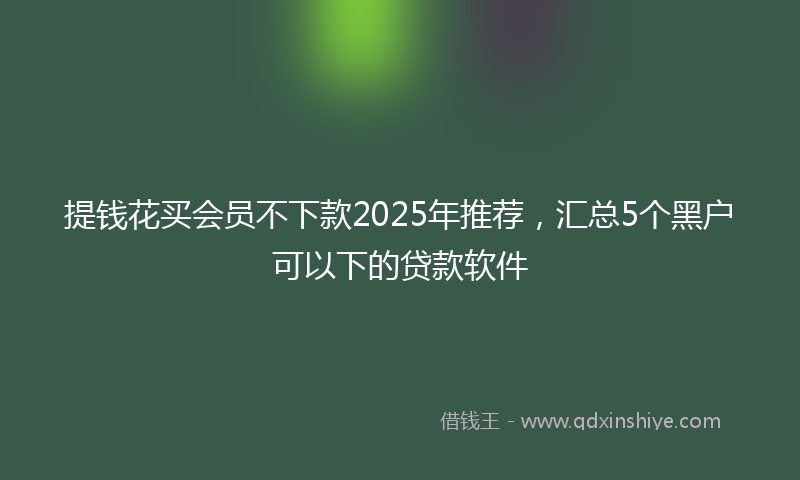 提钱花买会员不下款2025年推荐，汇总5个黑户可以下的贷款软件