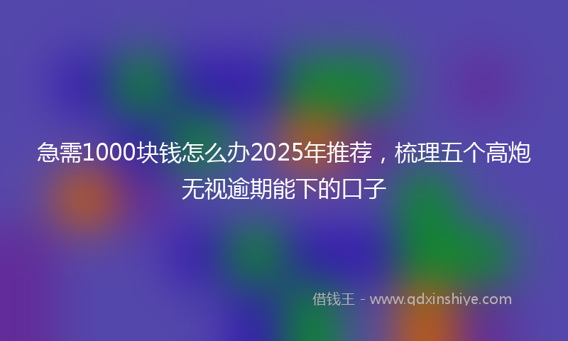 急需1000块钱怎么办2025年推荐，梳理五个高炮无视逾期能下的口子