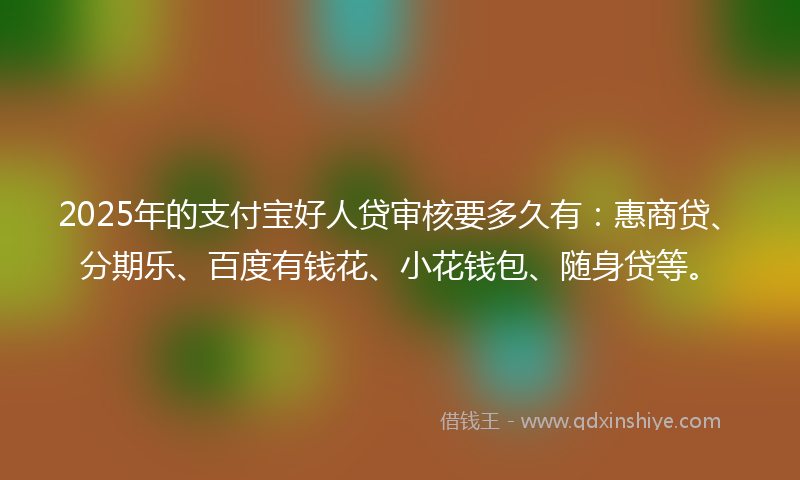 2025年的支付宝好人贷审核要多久有：惠商贷、分期乐、百度有钱花、小花钱包、随身贷等。