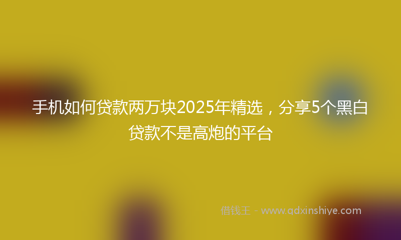 手机如何贷款两万块2025年精选，分享5个黑白贷款不是高炮的平台