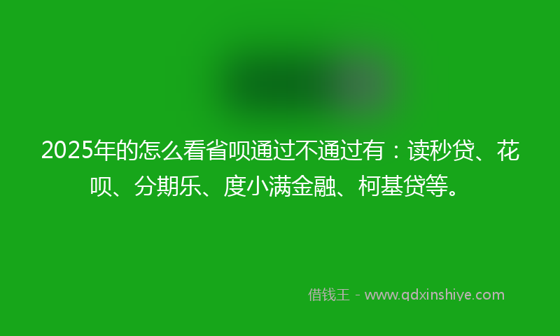 2025年的怎么看省呗通过不通过有：读秒贷、花呗、分期乐、度小满金融、柯基贷等。