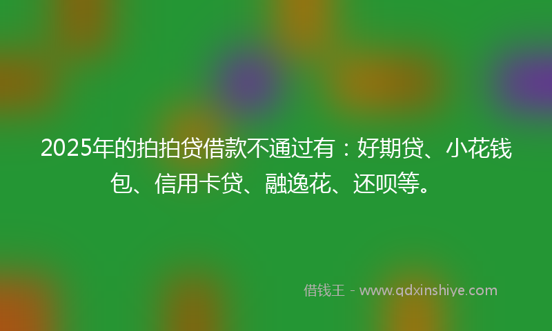 2025年的拍拍贷借款不通过有：好期贷、小花钱包、信用卡贷、融逸花、还呗等。