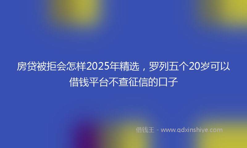 房贷被拒会怎样2025年精选，罗列五个20岁可以借钱平台不查征信的口子